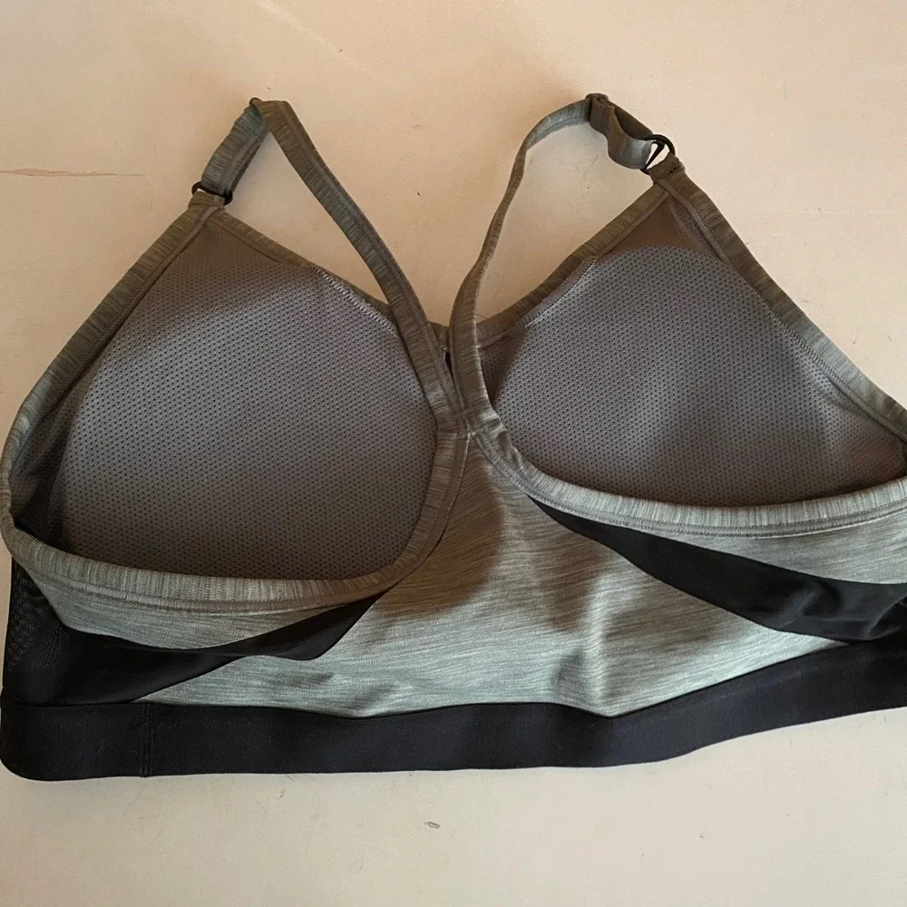 Nike Indy NWT Sports Bra Grey Black Adjustable Padded Women's XXL